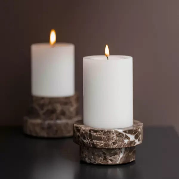 Mette Ditmer - Lysestage Marmor Low, Brun