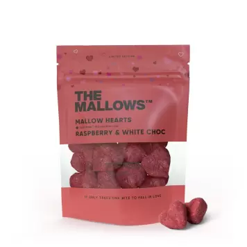THE MALLOWS - Mallow Hjerter, Hindbær/Hvid chokolade THE MALLOWS - Mallow Hjerter, Hindbær/Hvid chokolade