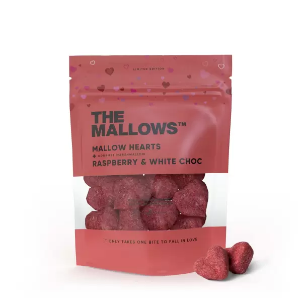 THE MALLOWS - Mallow Hjerter, Hindbær/Hvid chokolade