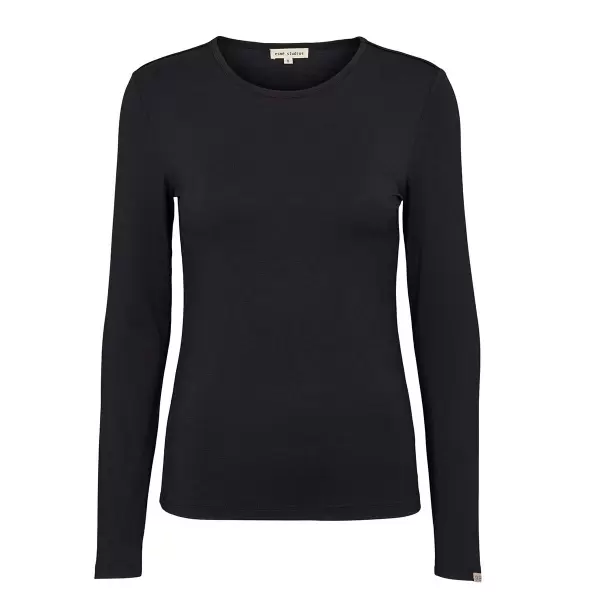 esmé studios - Penelope LS O-Neck Slim T-shirt, Sort