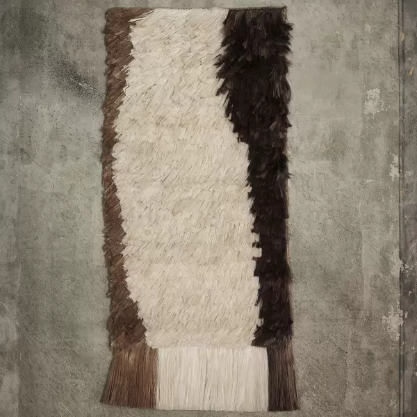 ferm LIVING - Vægtæppe Edge, Offwhite/ Coffee 50*110