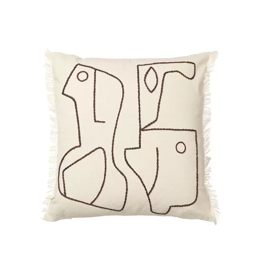 Ferm Living - Pude Figure, Offwhite/Coffee