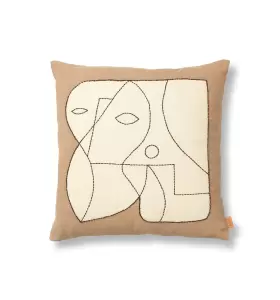 ferm LIVING - Pude Figure, Dark Taupe/Offwhite
