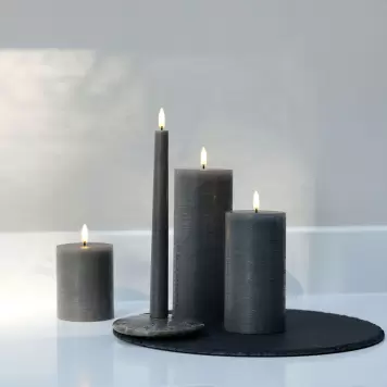 UYUNI - Bloklys LED Rustic, Grå Ø:7,8*20