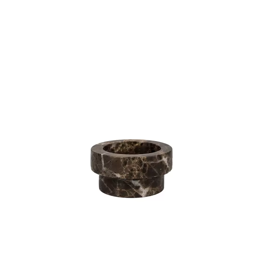 Mette Ditmer - Lysestage Marmor Low, Brun