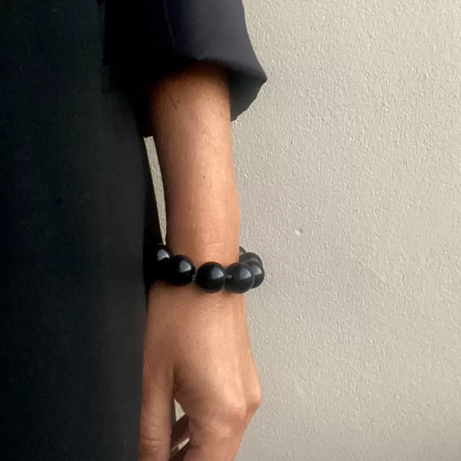 Sisse Dinesen - Armbånd Nicoline Onyx, Sølv