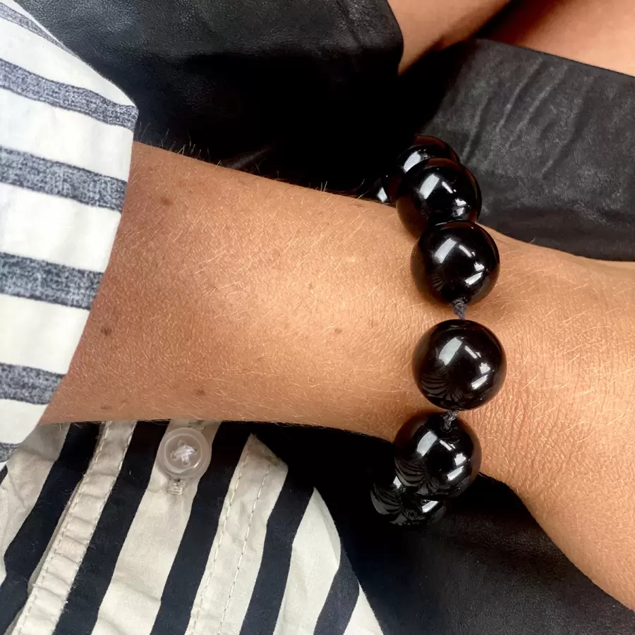 Sisse Dinesen - Armbånd Nicoline Onyx, Sølv