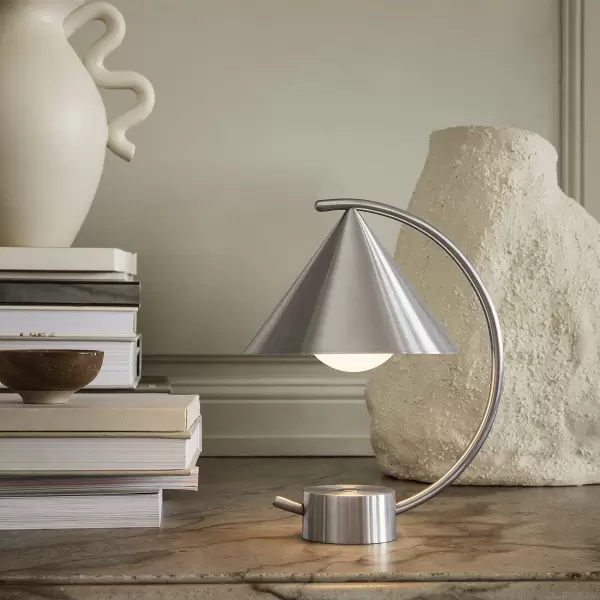 ferm LIVING - Transportabel Bordlampe Meridian, Børstet stål