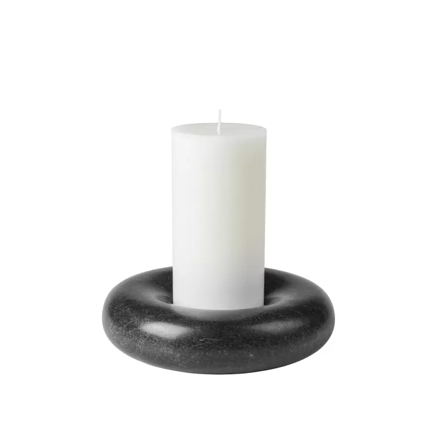 Broste Copenhagen - Lysestage Torus, Sort Marmor