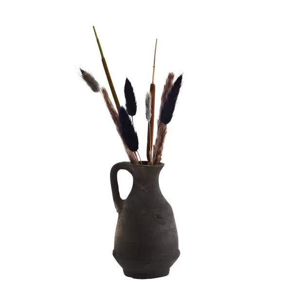 Madam Stoltz - Vase Terracotta, Sort Ø:9*H:16,5