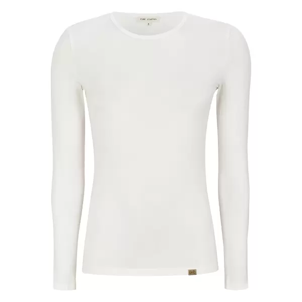 esmé studios - Penelope LS O-neck Slim T-shirt, Hvid