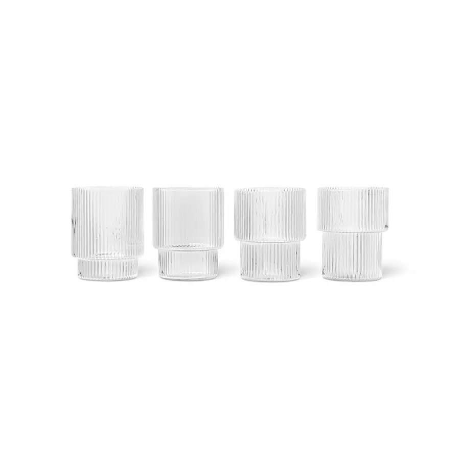 ferm LIVING - 4 Ripple Glas, Klar