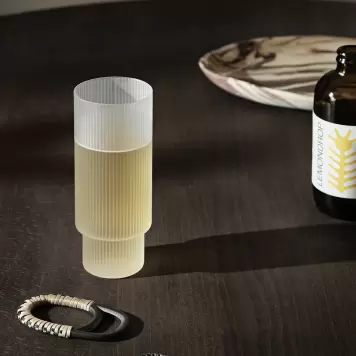 Ferm Living - 4 Ripple Long Drink Glas, Frosted Ferm Living - 4 Ripple Long Drink Glas, Frosted