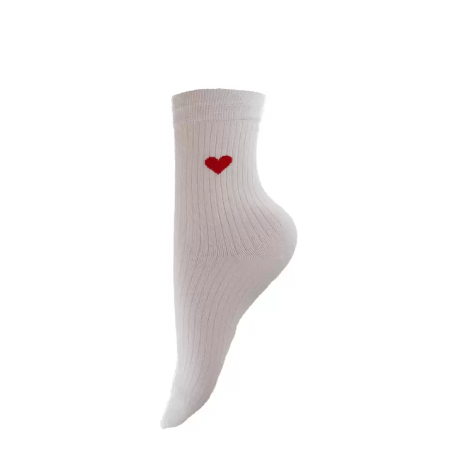 By Stær - Strømper med hjerte, Hvid/Rød