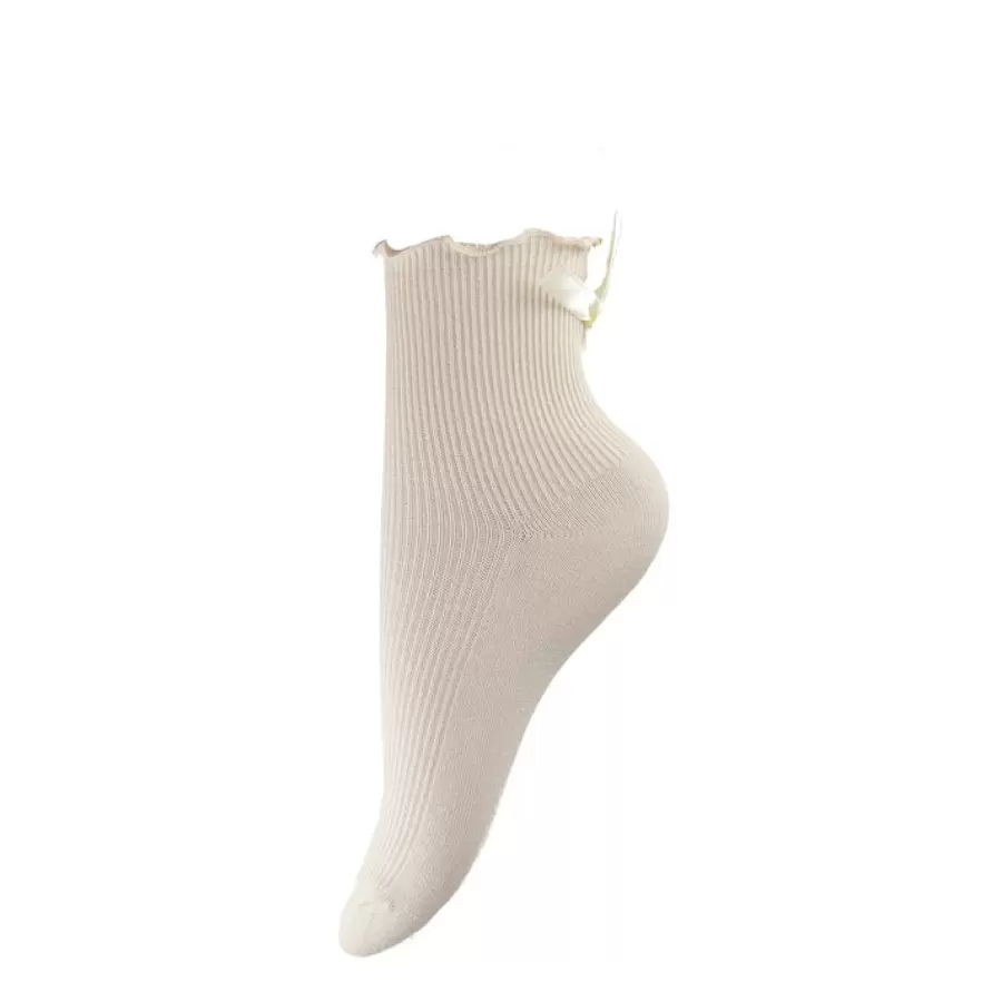 By Stær - Strømper med flæser og sløjfer, Beige