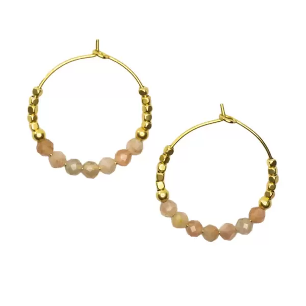 IBU Jewels - Øreringe Stones Hoop, Sunstone