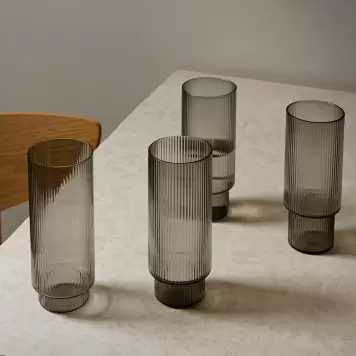 Ferm Living - Ripple Long Drink, grå/smoke Ferm Living - Ripple Long Drink, grå/smoke