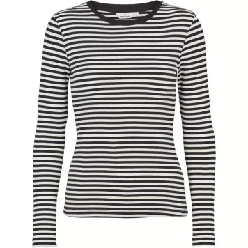 Basic Apparel - Ludmilla LS Tee GOTS, Whisper White/Black