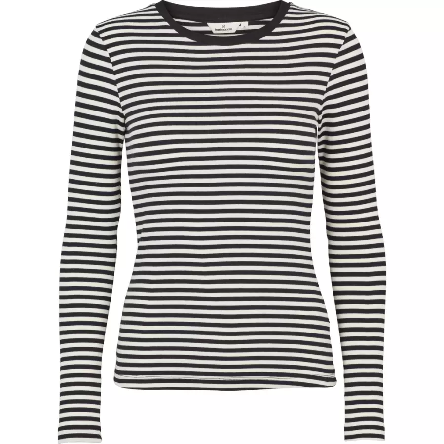 Basic Apparel - Ludmilla LS Tee GOTS, Whisper White/Black