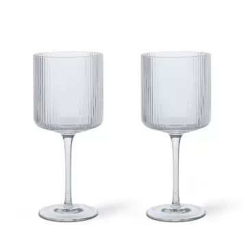 Ferm Living - Ripple Rødvinsglas, Klar 2 stk.