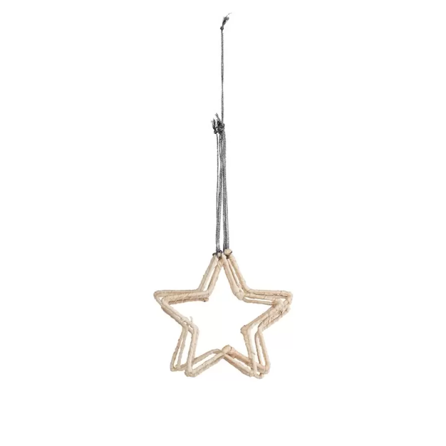 TineK Home - 5 Julestjerner / servietringe, Jern/Bast, Natur Ø:8 