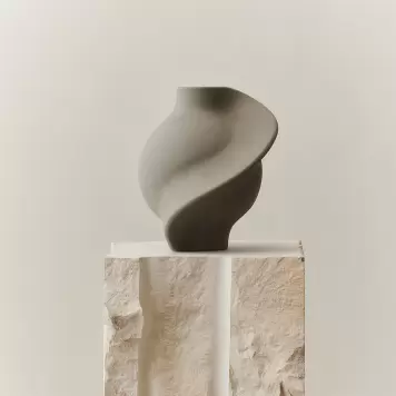 Louise Roe - Ceramic Pirout Vase #02, Sanded Grey Louise Roe - Ceramic Pirout Vase #02, Sanded Grey
