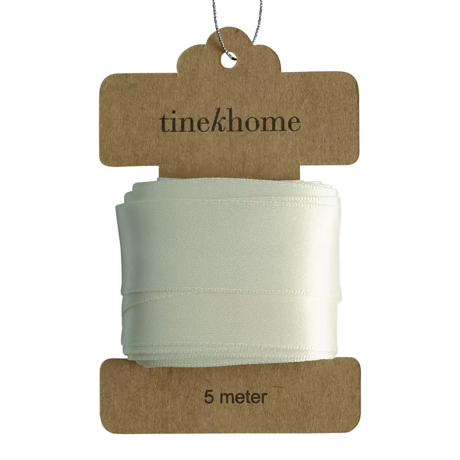 TineK Home - 5m. Satinbånd, Creme B:2,5 cm. - lav selv sløjfer