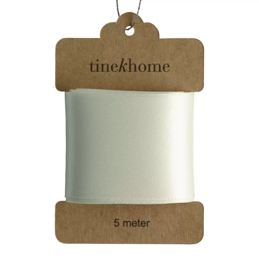 TineK Home - 5m. Satinbånd, Creme B:5cm. - lav selv julesløjfe