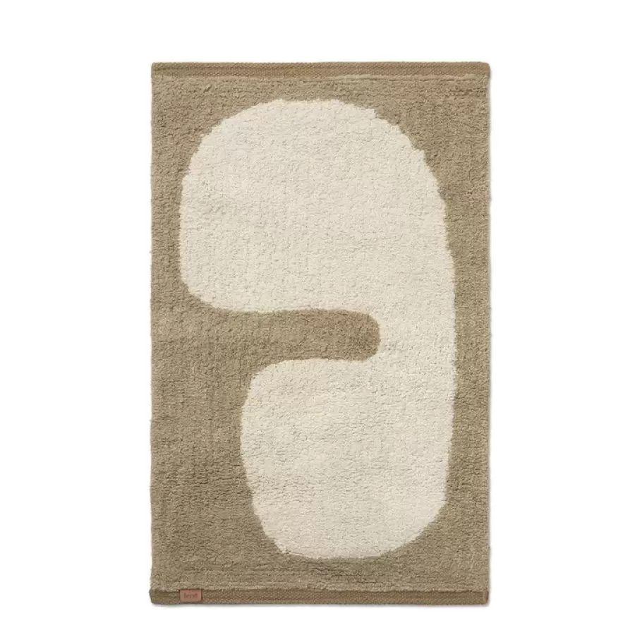 ferm LIVING - Vaskbar Bademåtte Lay, Dark Taupe/Off-White