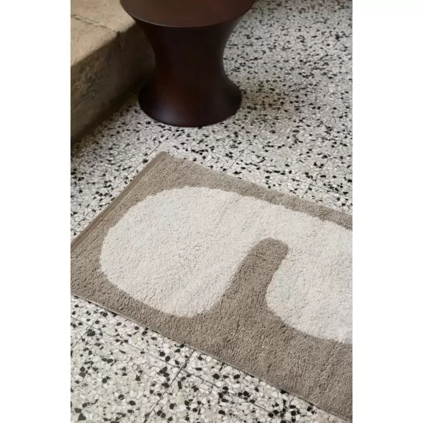 ferm LIVING - Vaskbar Bademåtte Lay, Dark Taupe/Off-White