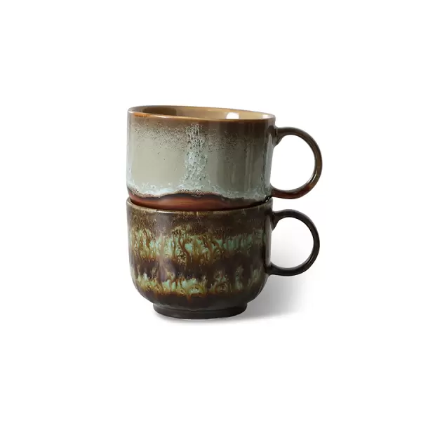HK living - 70s ceramics: tea cups, odyssey (set of 2)
