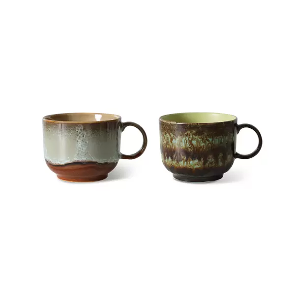 HK living - 70s ceramics: tea cups, odyssey (set of 2)
