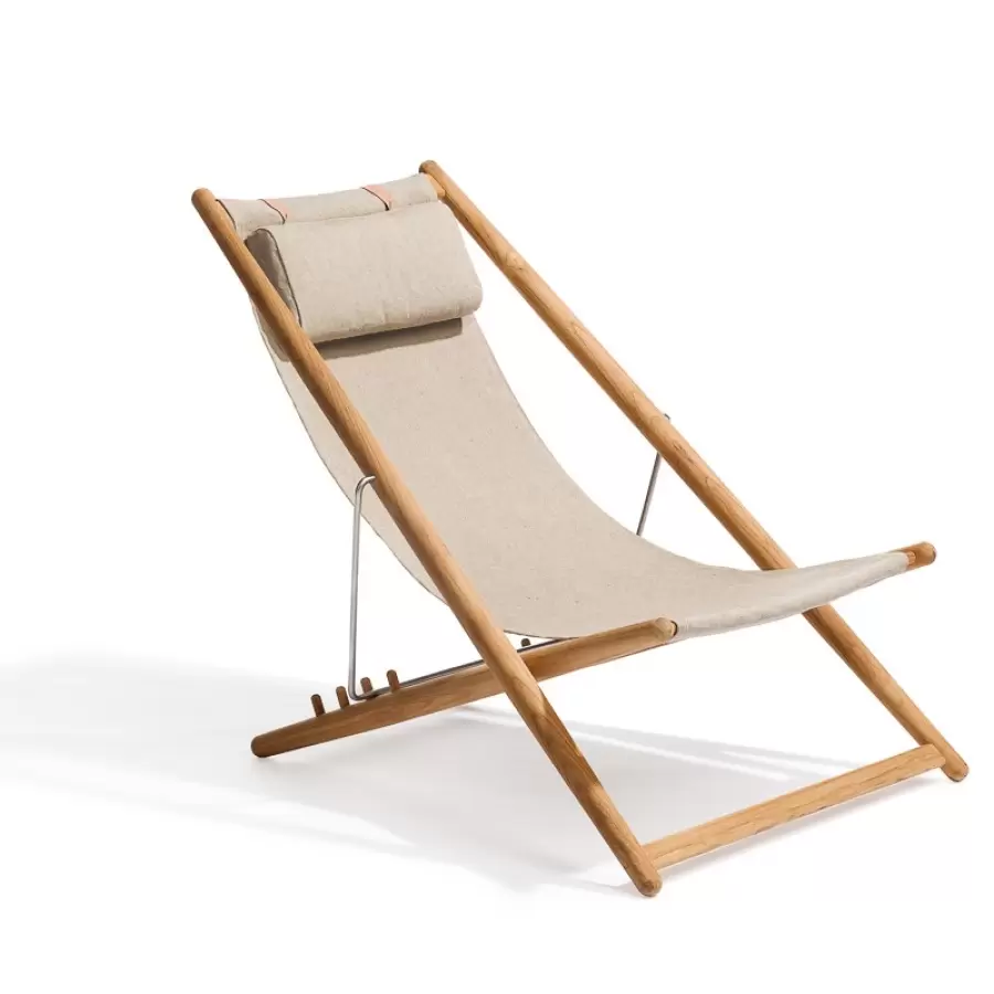 Skargaarden - H55 liggestol Teak og sunbrella stof