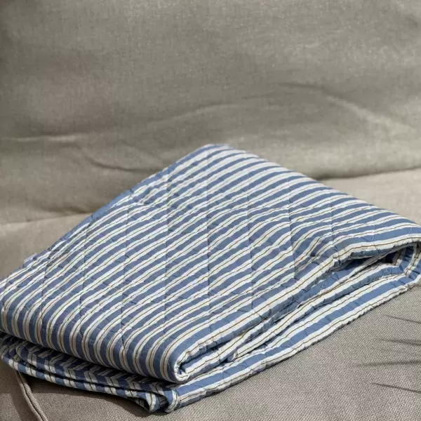 Ib Laursen - Quilt Stribet, Blå/Hvid/Brun