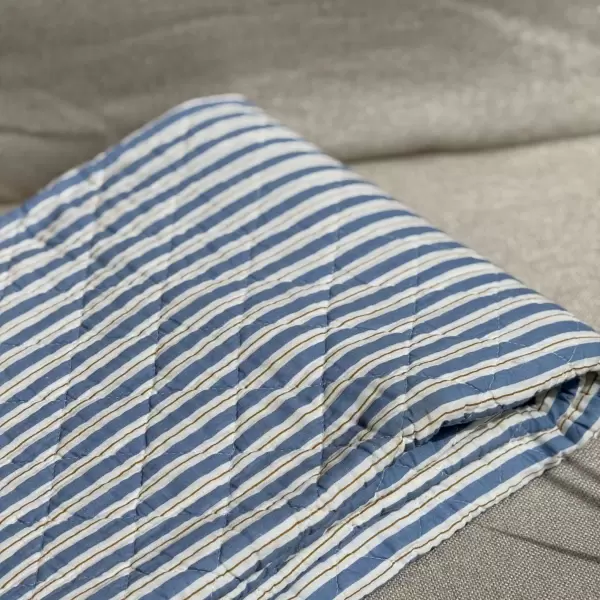 Ib Laursen - Quilt Stribet, Blå/Hvid/Brun