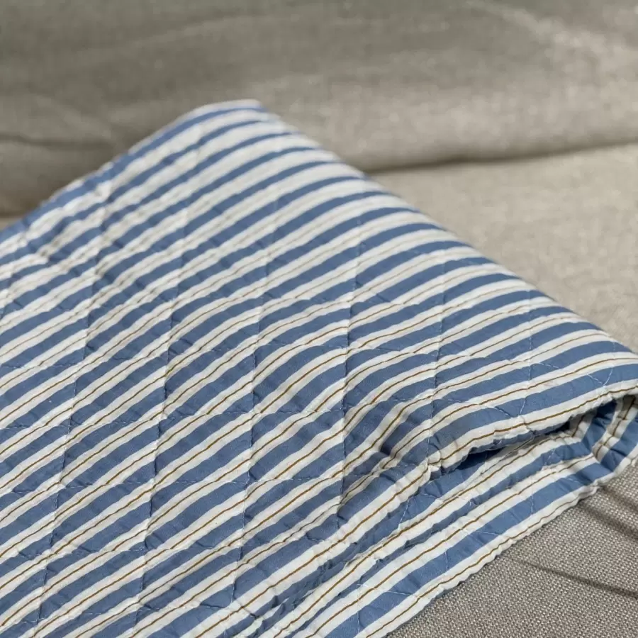 Ib Laursen - Quilt Stribet, Blå/Hvid/Brun