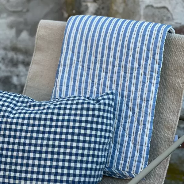 Ib Laursen - Quilt Stribet, Blå/Hvid/Brun