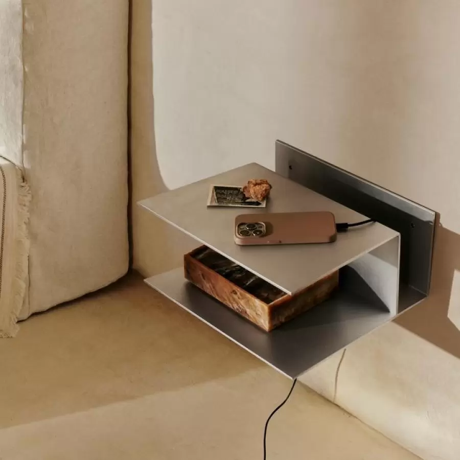 ferm LIVING - Sengebord Lager, Aluminium