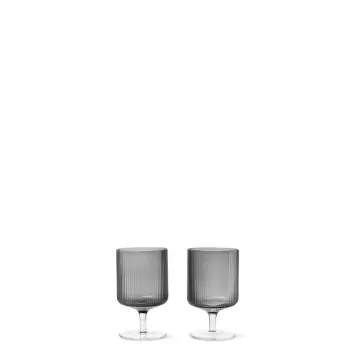 Ferm Living - 2 stk. Ripple Vinglas, Smoked Grey Ferm Living - 2 stk. Ripple Vinglas, Smoked Grey