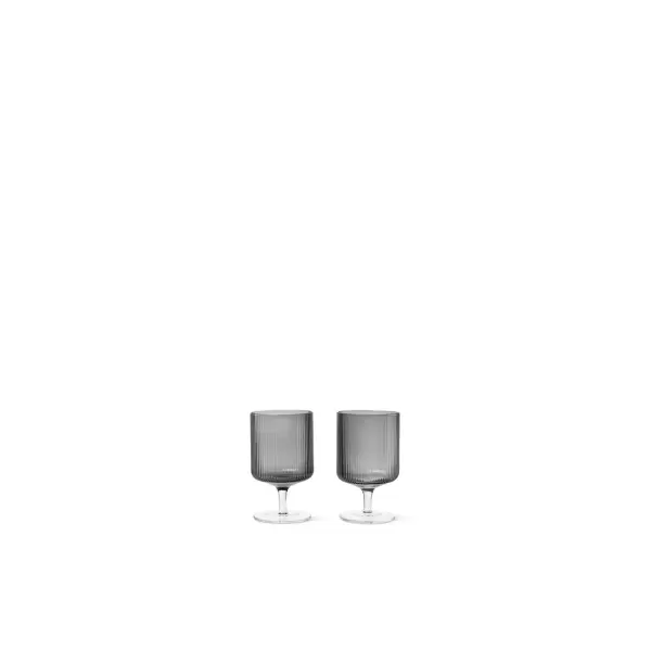 ferm LIVING - 2 stk. Ripple Vinglas, Smoked Grey