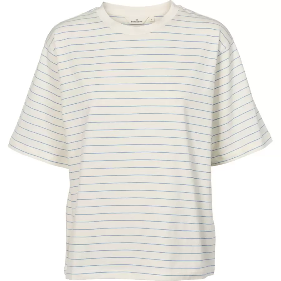 Basic Apparel - Raja Stripe Tee, Quiet Harbor / Whisper white