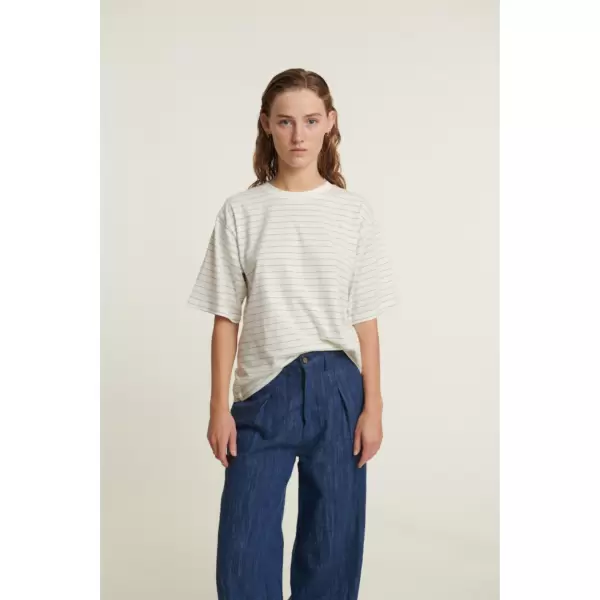 Basic Apparel - Raja Stripe Tee, Quiet Harbor / Whisper white