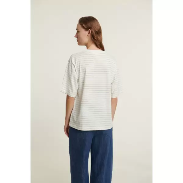 Basic Apparel - Raja Stripe Tee, Quiet Harbor / Whisper white