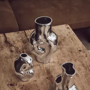 HK living - Vase Gleam Glas/Krom, H:32*20*15