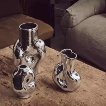 HK living - Vase Gleam Glas/Krom, H:22*17*10,5