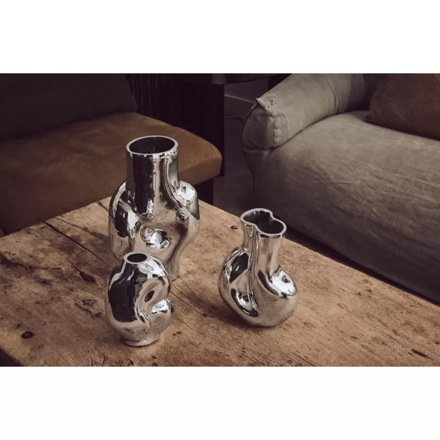 HK living - Vase Gleam Glas/Krom, H:22*17*10,5