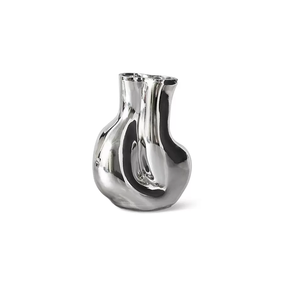 HK living - Vase Gleam Glas/Krom, H:22*17*10,5