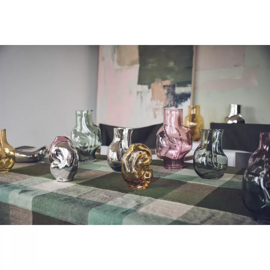 HK living - Vase Gleam Glas/Krom, H:18*13*11