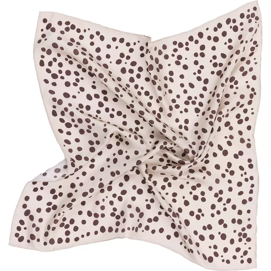 Bella Ballou - Silketørklæde Dots, Creme/Brun