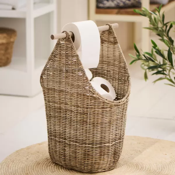 Ib Laursen - Kurv m/toiletpapirholder, grå rattan